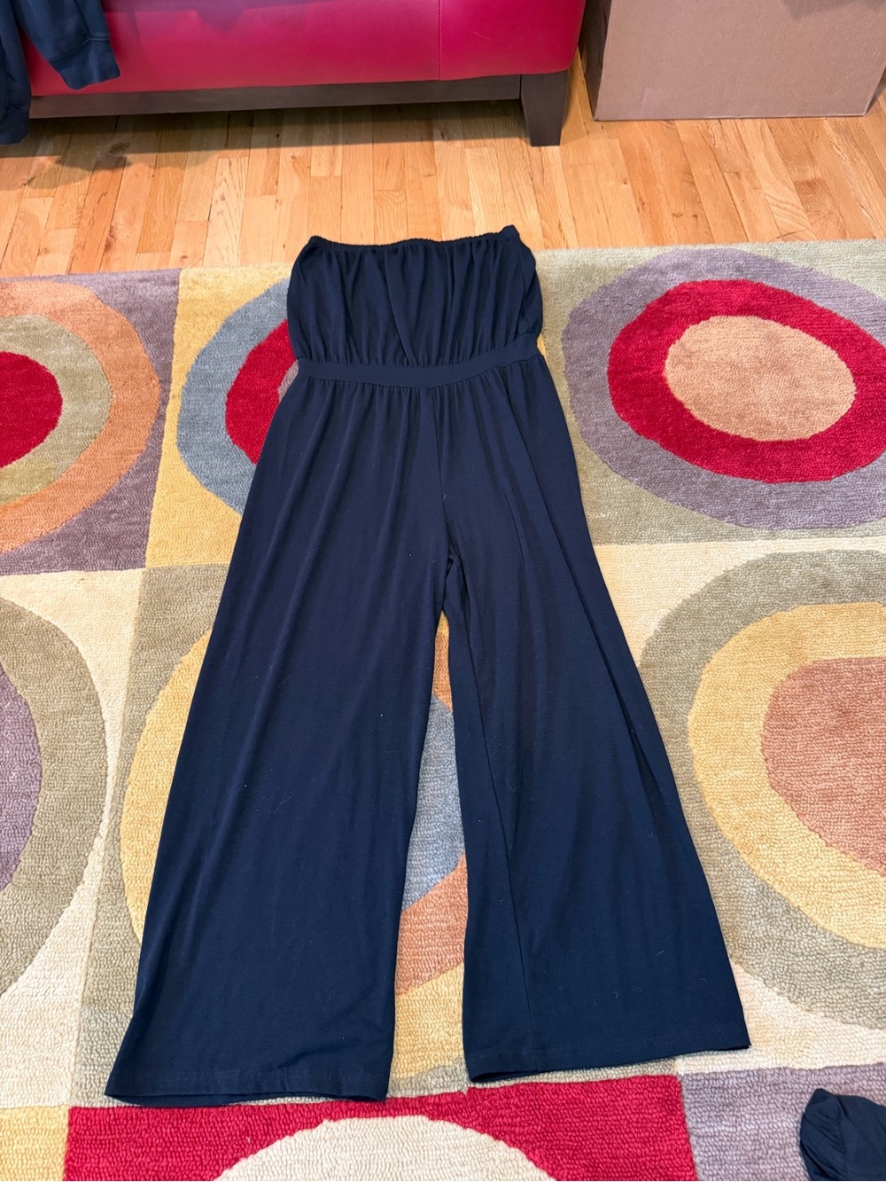Thyme & Honey Black Strapless Jumpsuit Cropped Length Women’s Size Medium